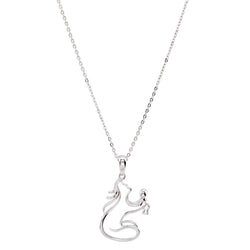 Rhodium Plated Sterling Silver Mother and Child 'Sweet Baby' Necklace, 18'