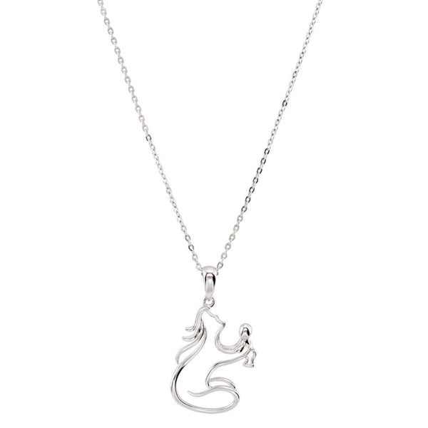 Rhodium Plated Sterling Silver Mother and Child 'Sweet Baby' Necklace, 18'