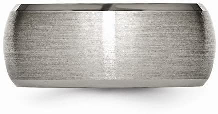 Satin-Brushed Titanium 10mm Beveled Edge Comfort-Fit Dome Band, Size 13