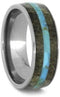 Deer Antler, Turquoise Inlay 8mm Comfort-Fit Titanium Wedding Band, Size 7.5