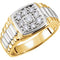 Men's 9-Stone Diamonds 14k Yellow and White Gold Ring, 11.5M (.38 Ctw, G-H, I1)