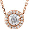 Diamond Halo Necklace, 14k Rose Gold, 16" (0.2 Ctw, G-H Color, I1 Clarity)