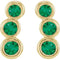 Emerald Three-Stone Ear Climbers, 14k Yellow Gold