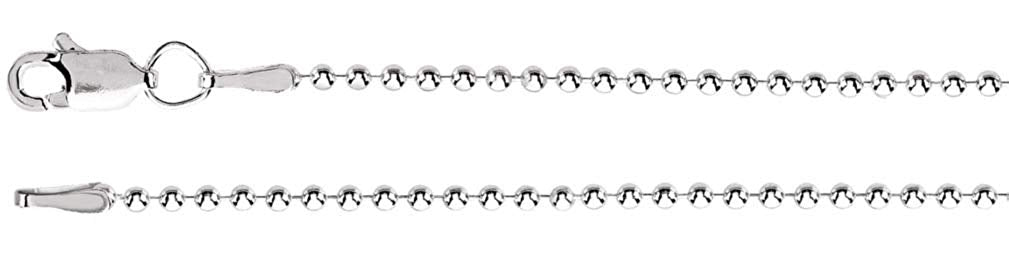 1.5mm Sterling Silver Bead Chain, 16"