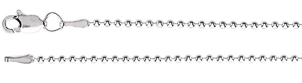 1.5mm 14k White Gold Bead Chain, 16"