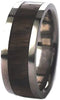 Ziricote Wood Inlay 8mm Comfort Fit Interchangeable Titanium Ring, Size 14.25