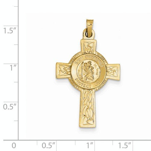 14k Yellow Gold St. Christopher Medal Pendant (37X21MM)