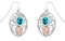 Oval Turquoise with Scrollwork Earrings, Sterling Silver, 12k Green and Rose Gold Black Hills Gold