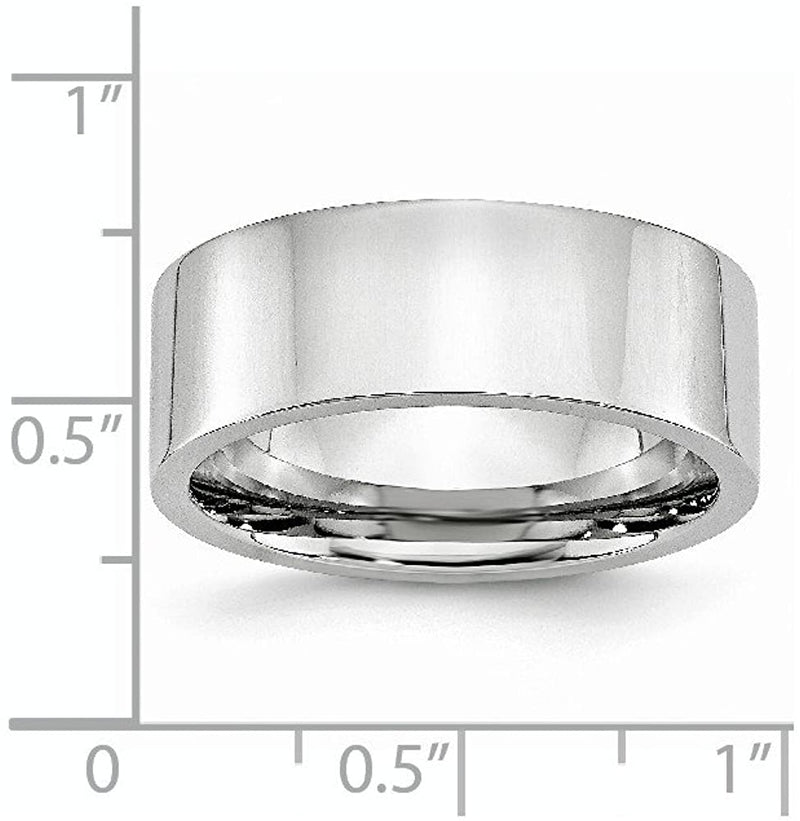Men's Chromium Cobalt 8mm Comfort-Fit Flat Profile Polished Ring Size 11