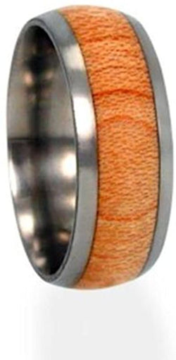 The Men's Jewelry Store (Unisex Jewelry) Maple Wood Inlay 8mm Comfort Fit Titanium Wedding Band