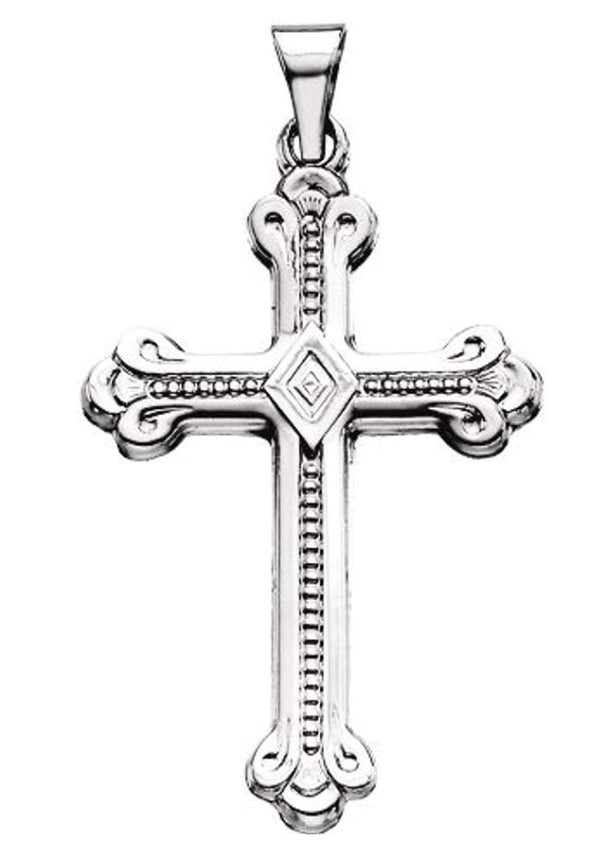 Men's Platinum Botonee Bead Finish Cross Pendant