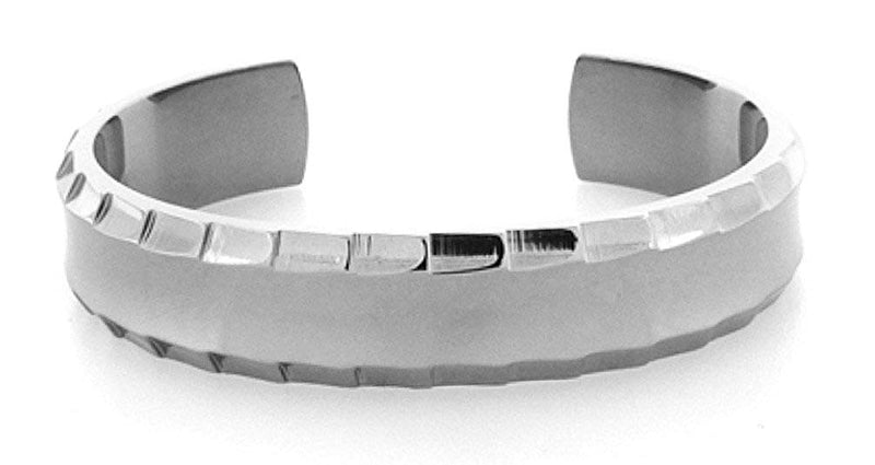 Men's Templar Collection Gray Titanium Faceted Edge Cuff Bracelet (14MM)