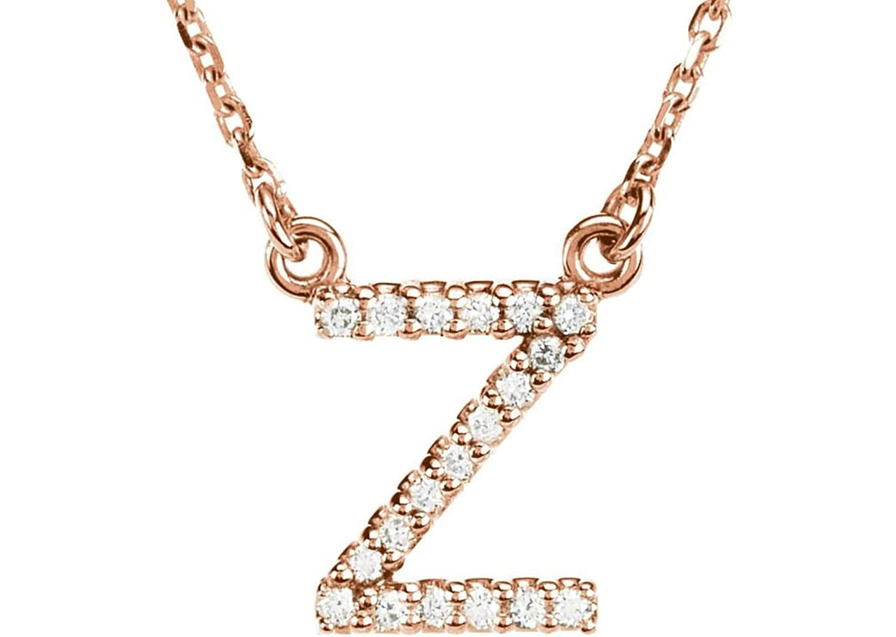 14k Rose Gold Diamond Initial 'Z' 1/10 Cttw Necklace, 16" (GH Color, I1 Clarity)