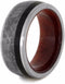 Gibeon Meteorite, Dinosaur Bone, Ruby Redwood 9mm Comfort-Fit Titanium Wedding Band, Size 11