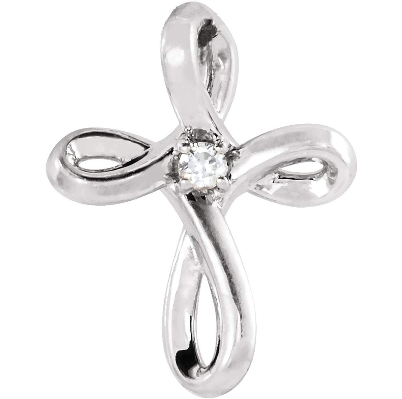 Diamond Infinity Cross Rhodium-Plated 14k White Gold Pendant (.02 Ct, G-H Color, I1 Clarity)