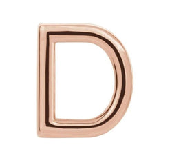 Initial Letter 'D' 14k Rose Gold Stud Earring (Single Earring)