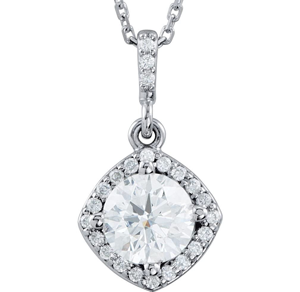 Diamond Halo Pendant Necklace, Rhodium Plate 14k White Gold, 18" (5/8 Cttw)