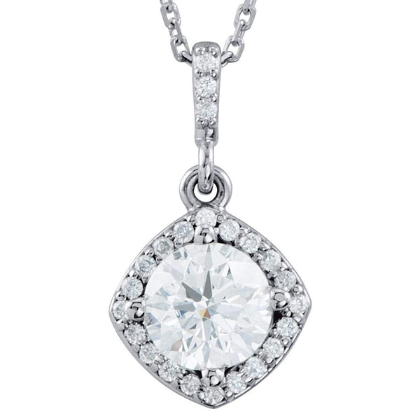 Diamond Halo Pendant Necklace, Rhodium Plate 14k White Gold, 18" (3/8 Cttw)