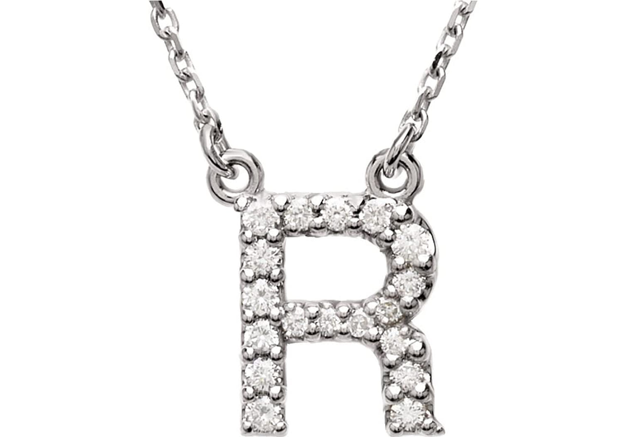 14k Yellow Gold Diamond Initial 'R' 1/6 Cttw Necklace, 16" (GH Color, I1 Clarity)