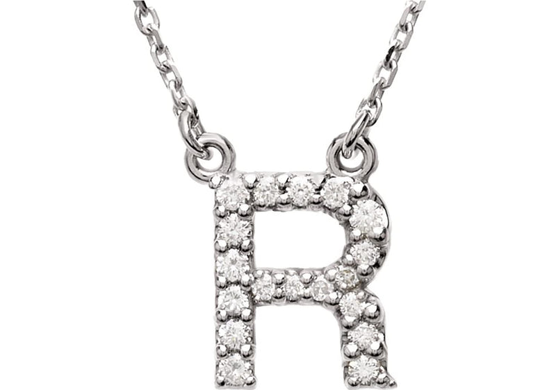 14k Yellow Gold Diamond Initial 'R' 1/6 Cttw Necklace, 16" (GH Color, I1 Clarity)