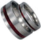 Titanium, Redwood Pinstripe, His and Hers Wedding Band Set, M12.5-F5.5