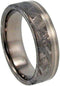 Gibeon Meteorite, 14k White Gold Pinstripe 6.5mm Comfort Fit Matte Titanium Wedding Band, Size 9