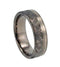 Gibeon Meteorite, 14k White Gold Pinstripe 6.5mm Comfort Fit Matte Titanium Wedding Band