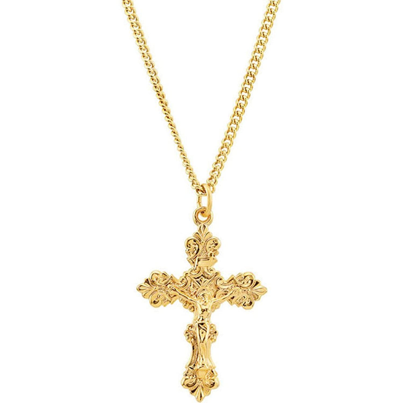 Filigree Crucifix 24k Gold-Plated Sterling Silver Necklace, 24" (37.4X25.1MM)