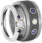 10k White Gold Blue Sapphire, Meteorite Ring and Blue Sapphire, Diamond Comfort-Fit Titanium Band His and Hers Rings