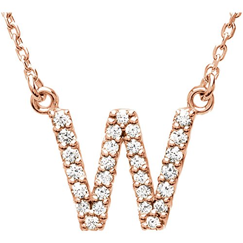 14k Rose Gold Diamond Initial 'W' 1/6 Cttw Necklace, 16" (GH Color, I1 Clarity)