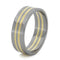 Two 14k Yellow Gold Pinstripes 7mm Comfort-Fit Titanium Wedding Band