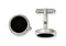 Black IP-Plated Stainless Steel Circle Cuff Links, 18MM