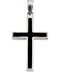 Black Epoxy Inlay Cross Sterling Silver Pendant (24X16MM)