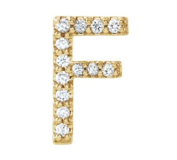 14k Yellow Gold Gold Diamond Letter 'F' Initial Stud Earring (Single Earring) (.05 Ctw, GH Color, I1 Clarity)