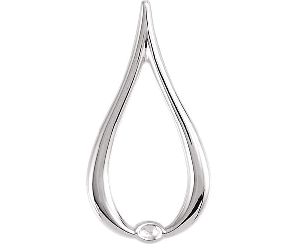 Tear Drop Freeform Pendant, Rhodium-Plated 14k White Gold