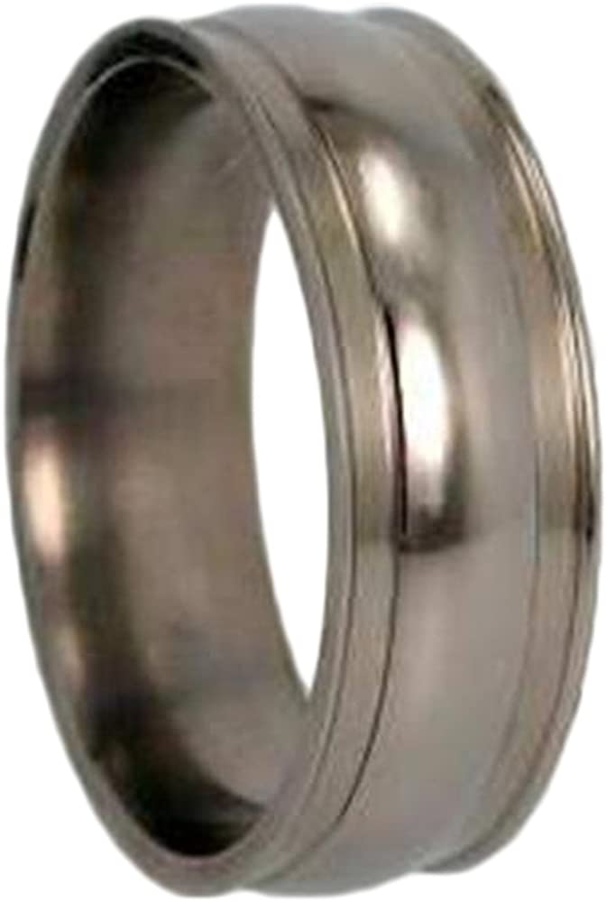 Domed 10mm Comfort Fit Scoop Edged Titanium Wedding Band, Size 7.75