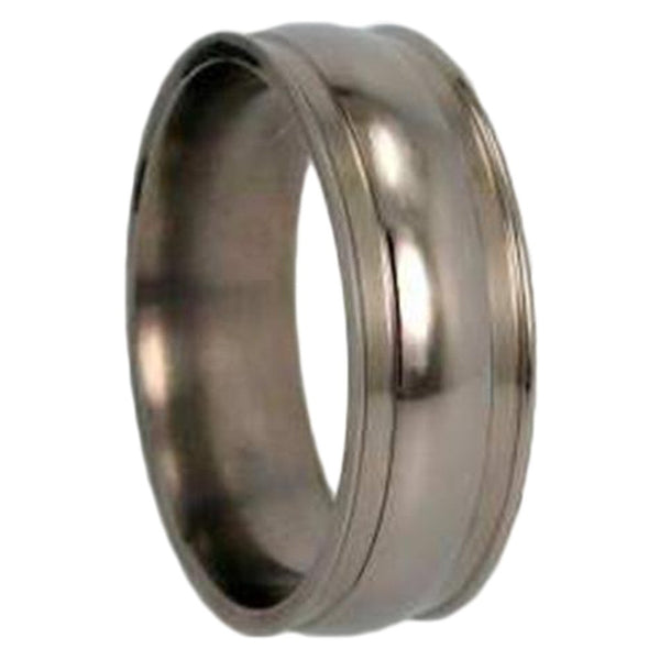 Domed 10mm Comfort Fit Scoop Edged Titanium Wedding Band, Size 15