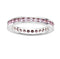 Pink CZ Mirror Polished Rhodium Plated Sterling Silver Eternity Ring