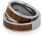 Inlaid Ironwood Comfort-Fit His and Hers Titanium Wedding Band Set, M14-F6