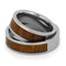 Inlaid Ironwood Comfort-Fit His and Hers Titanium Wedding Band Set, M10-F4