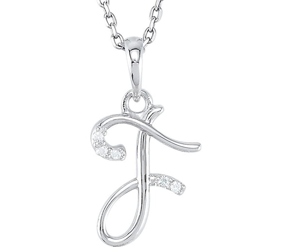 5-Stone Diamond Letter 'F' Initial 14k White Gold Pendant Necklace, 18" (.03 Cttw, GH, I1)