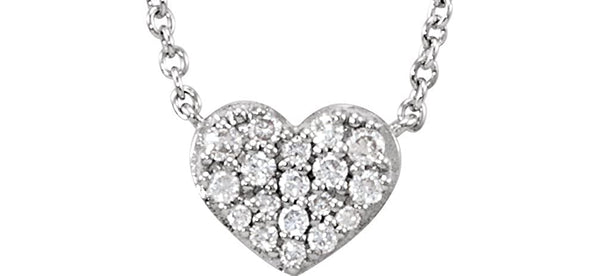 Diamond Heart 14k White Gold Necklace, 18" (1/10 Cttw, HI Color, I1 Clarity)