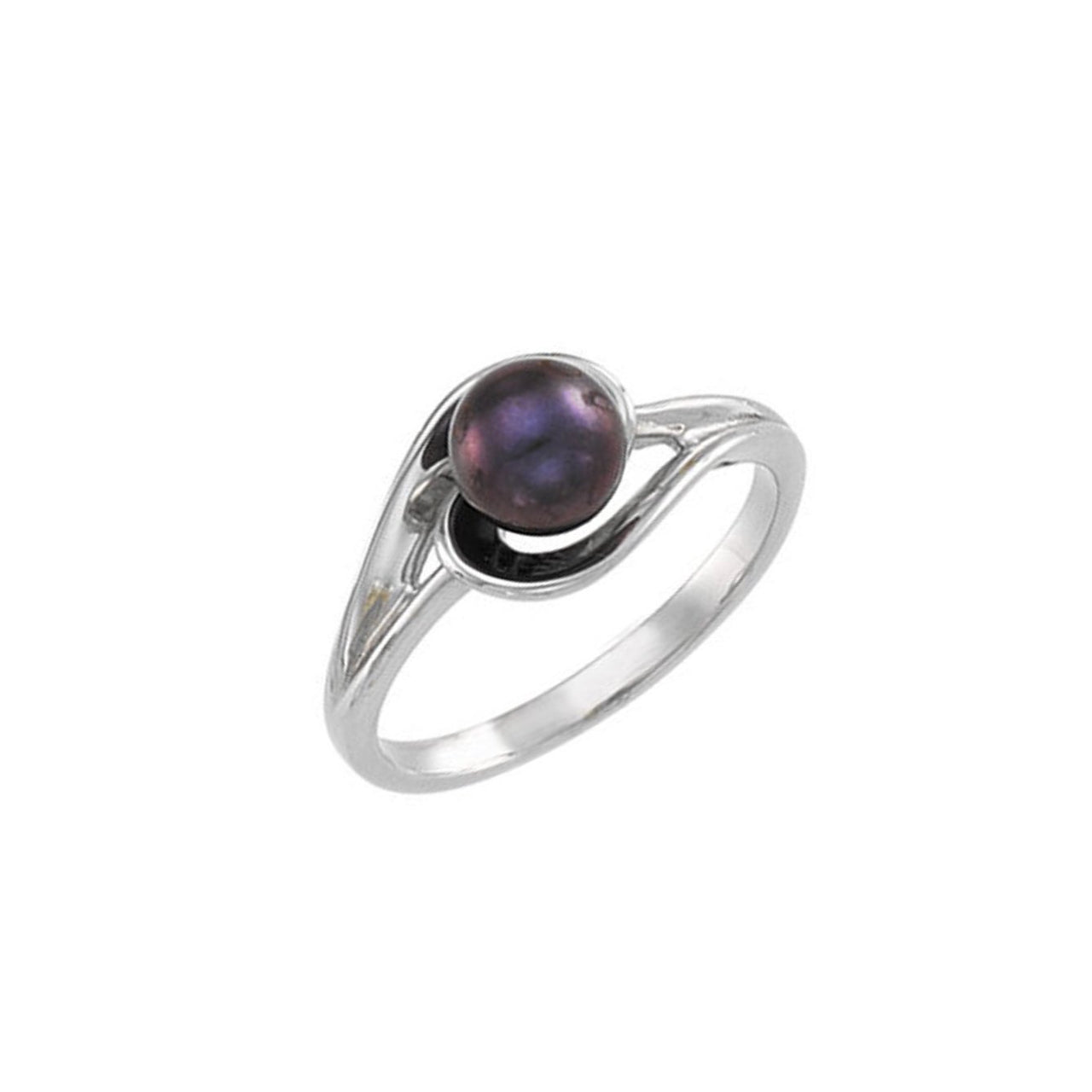 Black Akoya Cultured Pearl Ring, 14k White Gold (6mm)