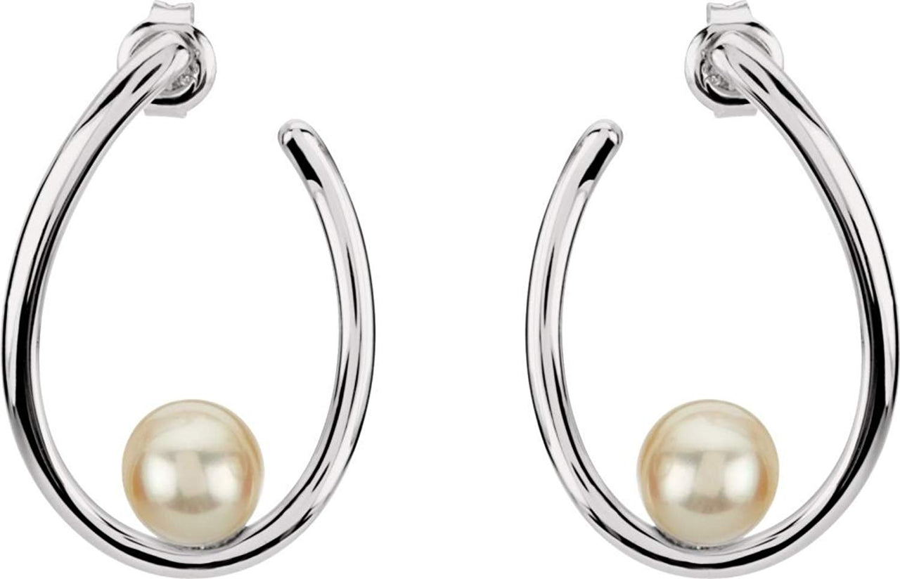 Freshwater Cultured Pearl Earrings, 7MM - 7.50 MM, Sterling Silver