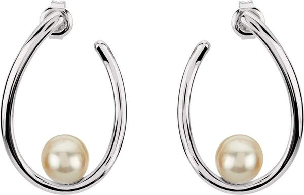 Freshwater Cultured Pearl Earrings, 7MM - 7.50 MM, Sterling Silver
