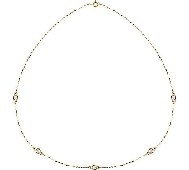 Diamond Solitaire 14k Yellow Gold Pendant Necklace, 18" (1 Cttw)