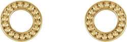 Beaded Circle Stud Earrings, 14k Yellow Gold