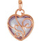 7.35k Rose De France Heart in 14k Rose Gold Filigree Pendant