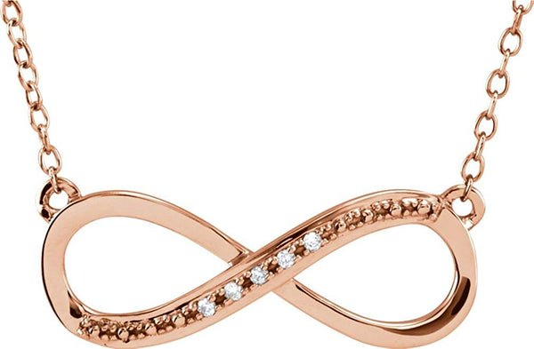 Diamond Infinity 14k Rose Gold Pendant Necklace, (.06 Cttw)