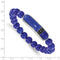 Men's Stainless Steel 10.47mm Enameled Lapis Beaded Dad Stretch Blue ID Bracelet